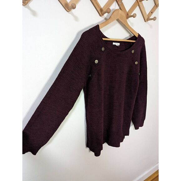 Maurice's Maroon Long Sleeve Button Detail Tunic Sweater - Size L - Picture 4 of 9